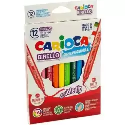42753 CARIOCA ROTULADOR BIRELLO DOBLE PUNTA FINA/MEDIA COLORES SURTIDOS ESTUCHE 12 UD