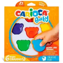 42956 CARIOCA CERAS TEDDY 1+ CON FORMA DE OSITO COLORES SURTIDOS ESTUCHE 6 UD
