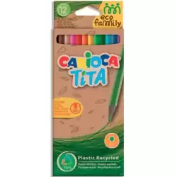 43097 CARIOCA LÁPICES DE COLORES TITA ECO FAMILY HEXAGONAL C/SURTIDOS ESTUCHE 12 UD