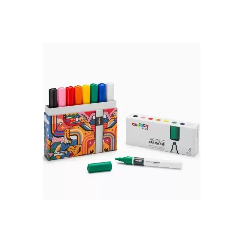 45209 CARIOCA PLUS ROTULADOR ACRÍLICO COLORES SURTIDOS CAJA PREMIUM 8 UD