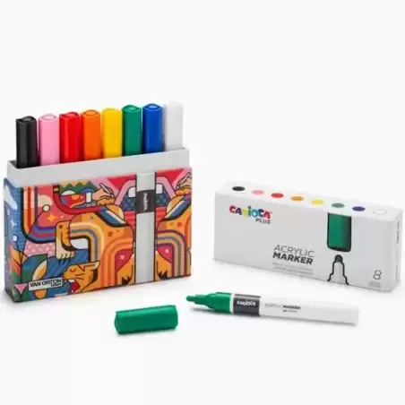 45209 CARIOCA PLUS ROTULADOR ACRÍLICO COLORES SURTIDOS CAJA PREMIUM 8 UD