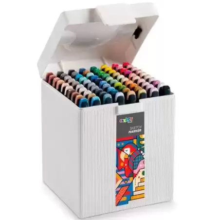 45243 CARIOCA PLUS SKETCH MARKER DOBLE PUNTA CINCEL/PINCEL COLORES SURTIDOS CAJA PREMIUM 80 UD