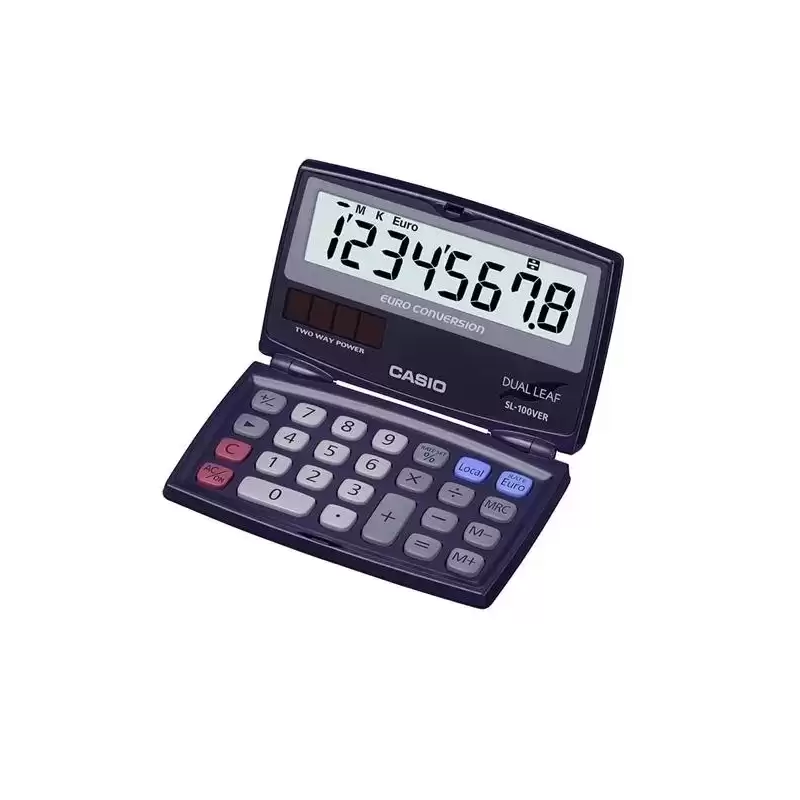 SL-100VER CASIO CALCULADORA BOLSILLO 8 DIGITOS PANTALLA GRANDE LCD AZUL MARINO