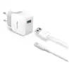TCUSBLIGHT CELLY CARGADOR PARED USB + CABLE USB - LIGHTNING 12W BLANCO