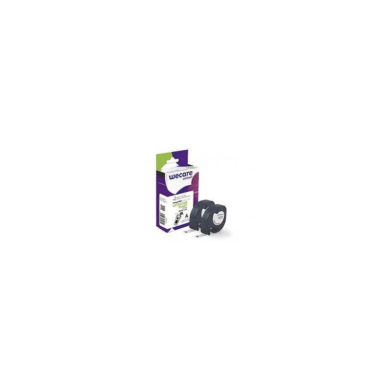 K80005W4 ARMOR    WECARE Etiqueta Blanca Texto negro para DYMO LETRATAG PLAST 12mmx4m. Dos cintas por caja