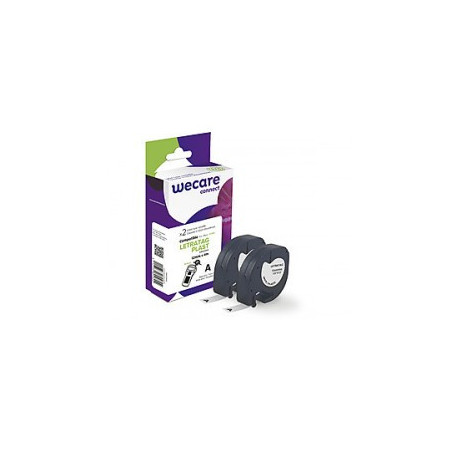 K80005W4 ARMOR    WECARE Etiqueta Blanca Texto negro para DYMO LETRATAG PLAST 12mmx4m. Dos cintas por caja