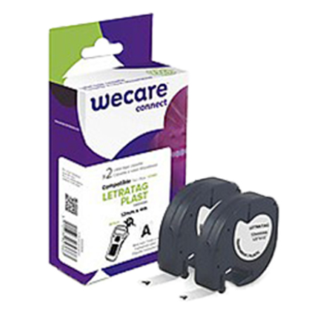 K80016W4 ARMOR    WECARE Etiqueta transparente Texto negro para DYMO LETRATAG PLAST 12mmx4m. Dos cintas por caja