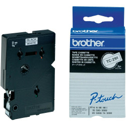 TC291 BROTHER Cinta laminada blanco/negro 9mm