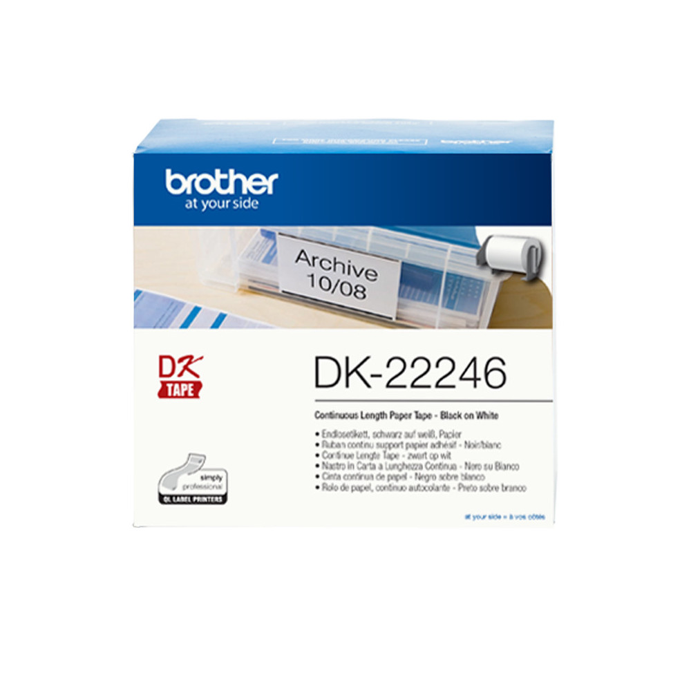 DK22246 BROTHER Cinta continua adhesiva de papel termico (blanca). Ancho: 103 mm. Longitud: 30