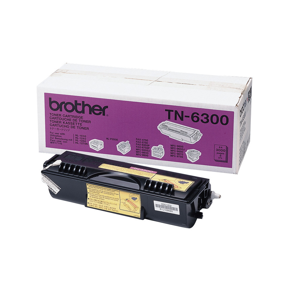 TN6300 BROTHER Toner negro  DCP: 1200/1400 Fax: 4750/5750/8350P/8360P/8360PLT/8750P Toner