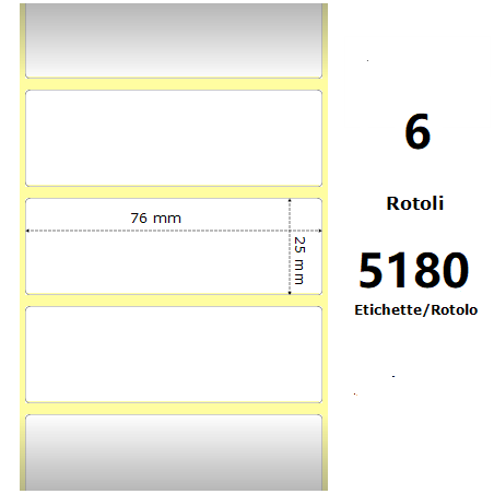 White 76x25mm