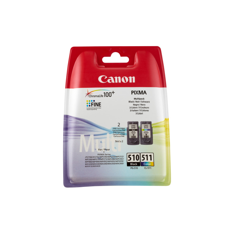 2970B010 Canon Cartuchos Negro/Color PG-510/CL-511 PACK 2 con Blister