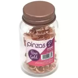 50688 DOHE PINZAS METÁLICAS 19MM ROSE GOLDEN BOTE DE CRISTAL CON TAPA 20 UD