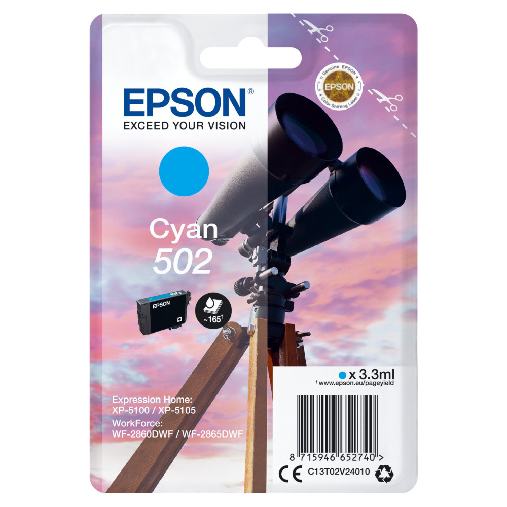 C13T02V24010 EPSON Singlepack Cyan 502 Ink