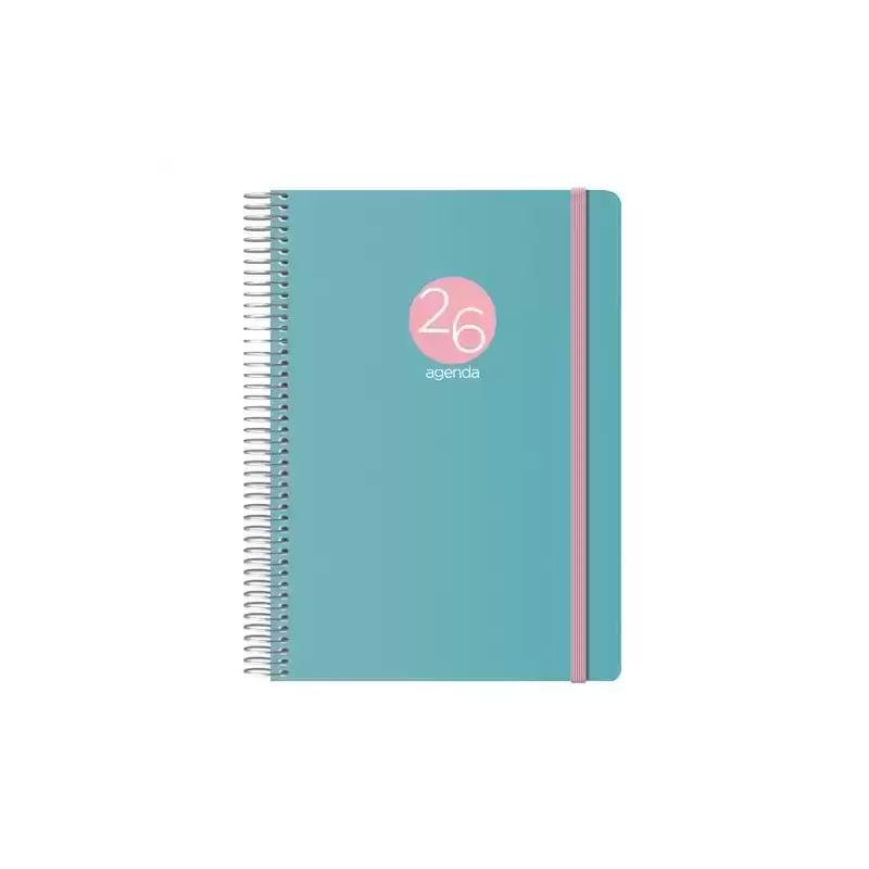 12687-2026 DOHE AGENDA ANUAL MEMPHIS ESPIRAL 15X21CM DP CIERRE C/GOMA PP VERDE 2026