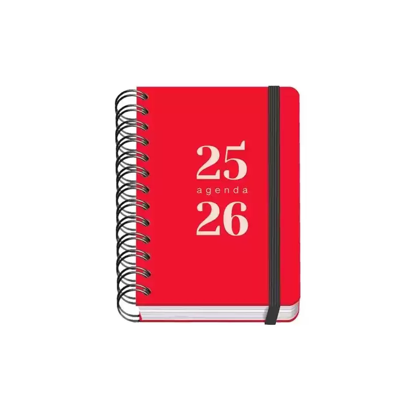 51782 DOHE AGENDA ESCOLAR GRAMMAR A6 ESPIRAL DOBLE DP TAPA PP ROJO 2025-2026