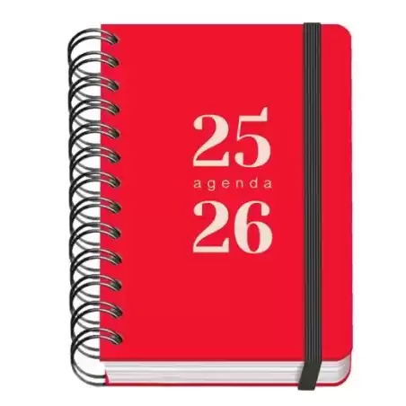 51782 DOHE AGENDA ESCOLAR GRAMMAR A6 ESPIRAL DOBLE DP TAPA PP ROJO 2025-2026