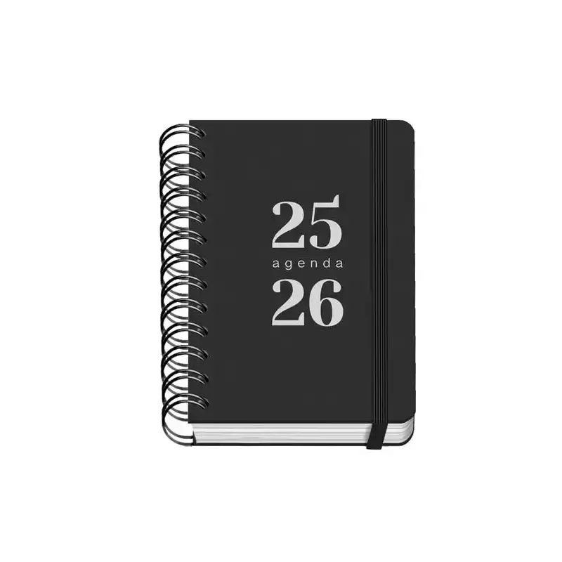 51784 DOHE AGENDA ESCOLAR GRAMMAR A6 ESPIRAL DOBLE DP TAPA PP NEGRO 2025-2026