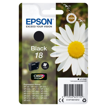 C13T18014012 Epson Expression Home XP-102/205/305/322/405/422 Cartucho Negro nº18