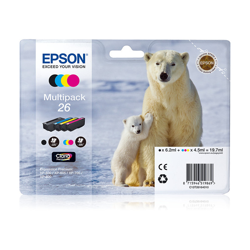 C13T26164010 Epson Claria Premium Cartucho 26 Multipack 4 colores