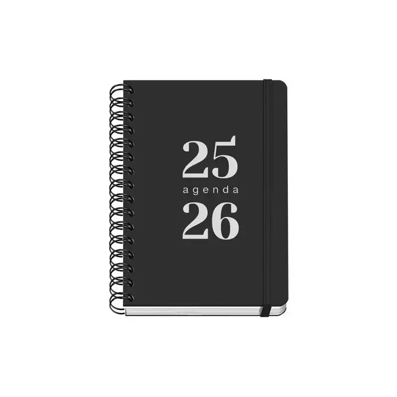 52033 DOHE AGENDA ESCOLAR GRAMMAR A5 ESPIRAL DOBLE DP TAPA PP NEGRO 2025-2026