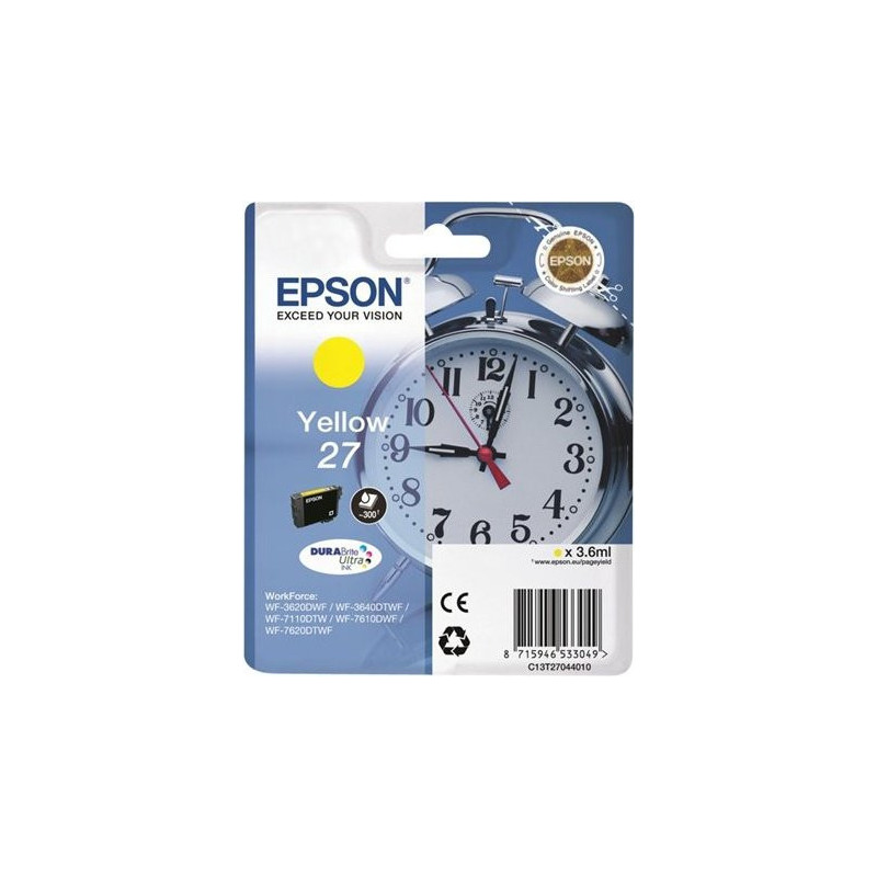 C13T27044020 Epson WorkForce WF-3000 y WF-7000 Cartucho Amarillo nº27 (etiqueta RF)