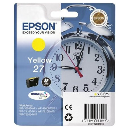 C13T27044020 Epson WorkForce WF-3000 y WF-7000 Cartucho Amarillo nº27 (etiqueta RF)