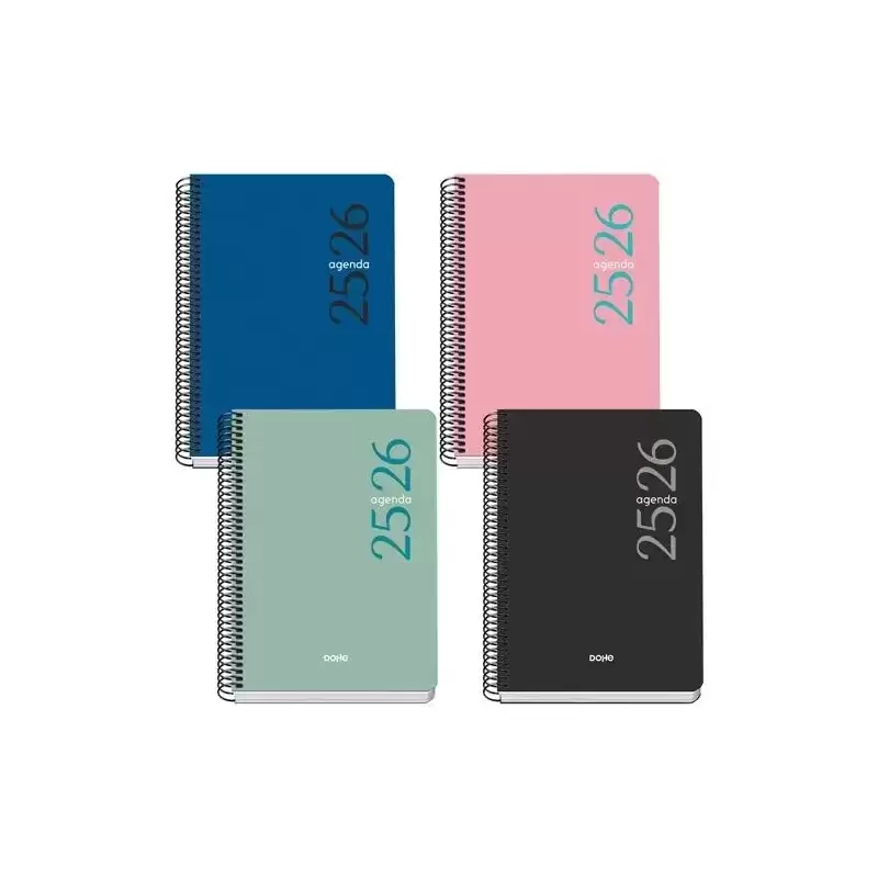52083 DOHE AGENDA ESCOLAR ESENCIAL A5 ESPIRAL SV TAPA PP COLORES SURTIDOS 2025-2026