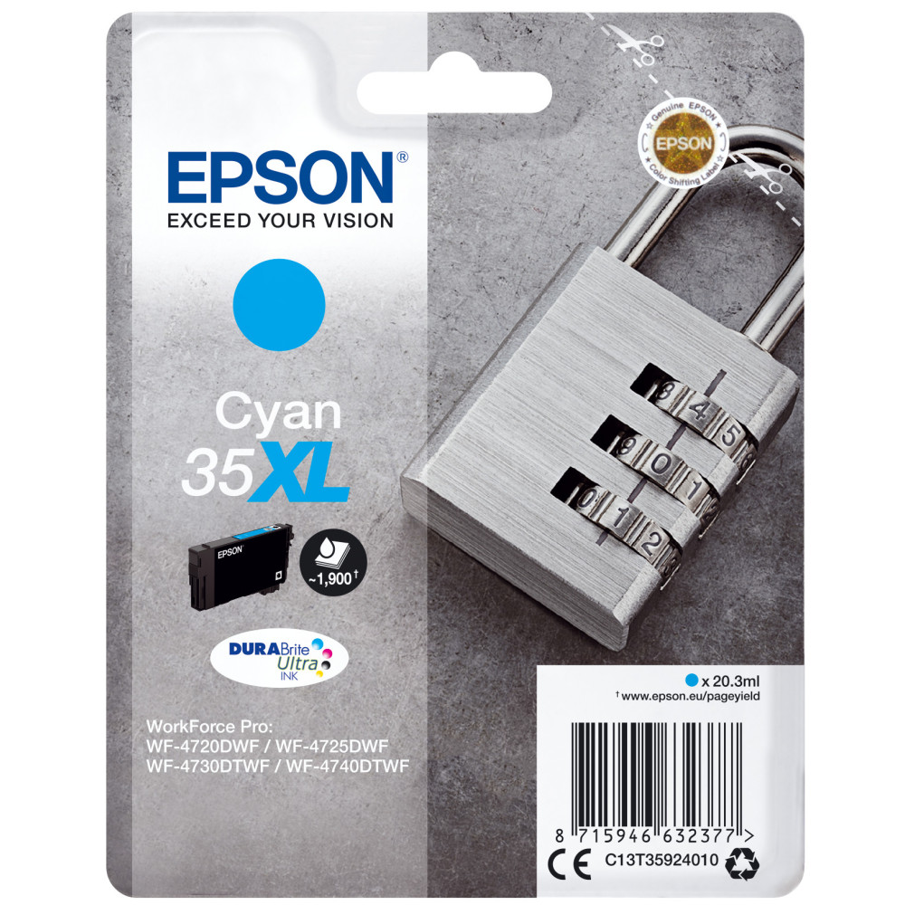 C13T35924020 EPSON Singlepack Cyan 35XL DURABrite Ultra Ink