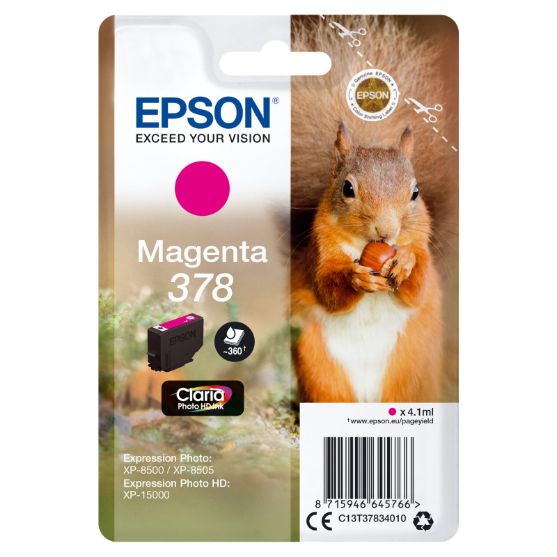 C13T37834010 EPSON Singlepack Magenta 378 Claria Photo HD Ink