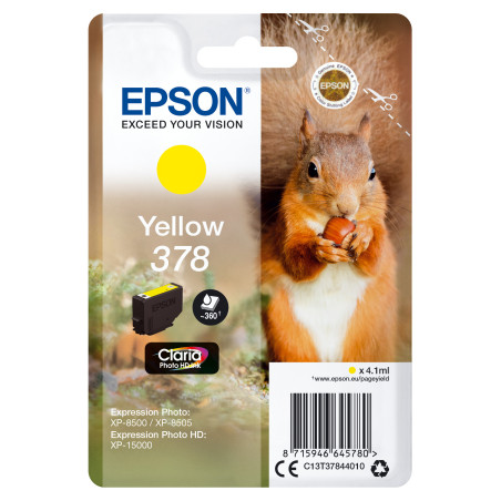 C13T37844010 EPSON Singlepack Yellow 378 Claria Photo HD Ink