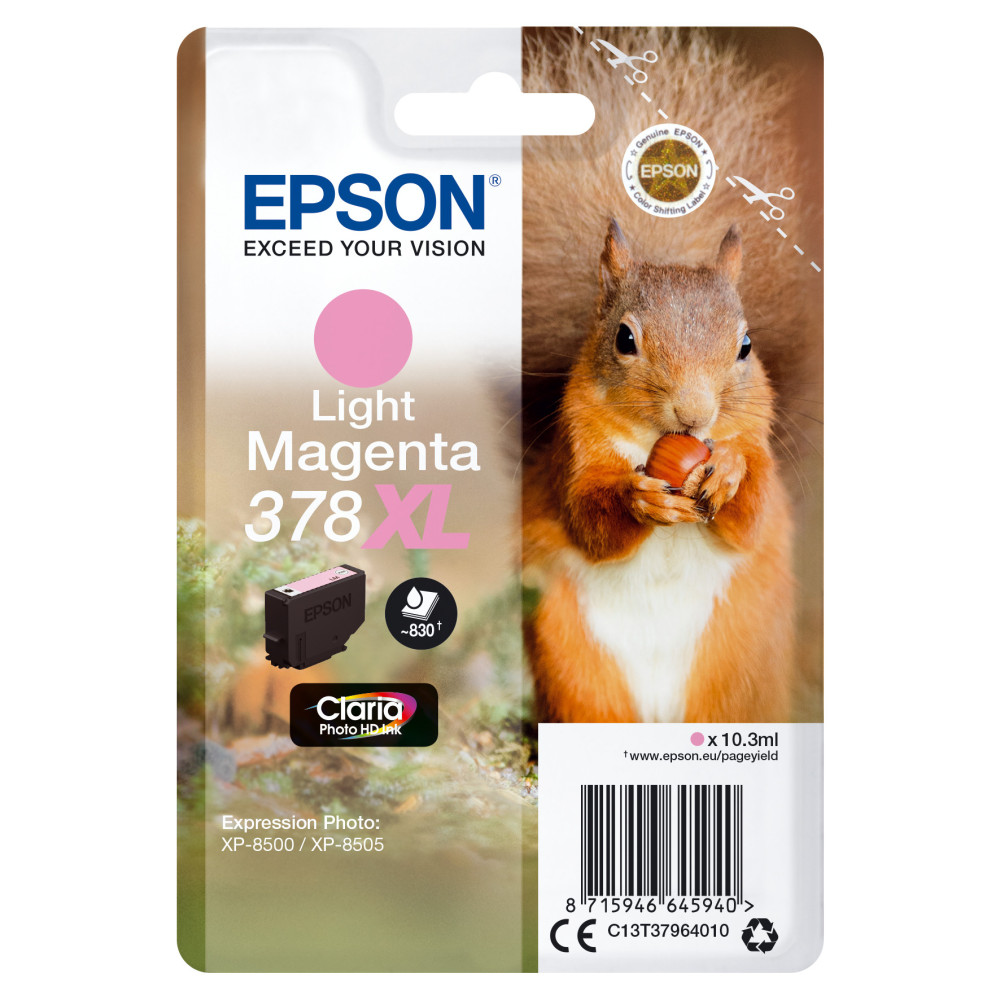 C13T37964020 EPSON Singlepack Light Magenta 378XL Claria Photo HD Ink con RF
