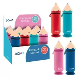 51960 DOHE PORTATODO FORMA DE LÁPIZ DE SILICONA COLORES SURTIDOS EXPOSITOR 8 UD
