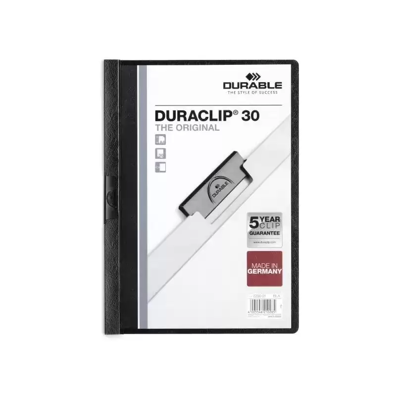 220001 DURABLE CARPETA DOSSIER PINZA DURACLIP 30 NEGRO A4 -25U-