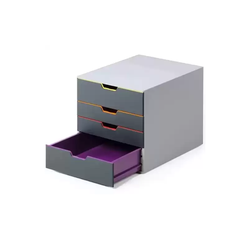 760427 DURABLE MÓDULO SOBREMESA VARICOLOR 4 CAJONES A4/FOLIO/CARTA ABS ALTA CALIDAD ANTRACITA MULTICOLOR