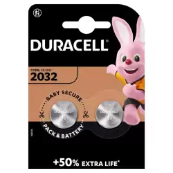 940282/1021175 DURACELL PILA ESPECIAL CR2032 DE BOTÓN LITIO 3V BLISTER 2 + 50% EXTRA LIFE