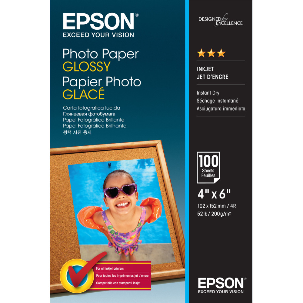 C13S042548 Epson Papel Photo Paper Glossy 10x15cm 100 hojas