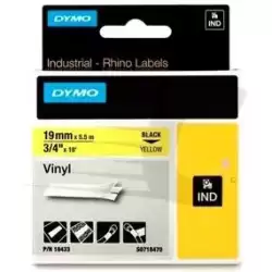 18433 DYMO RHINO CINTA DE ETIQUETAS INDUSTRIAL ADHESIVA ID1-19 - NEGRO SOBRE AMARILLO - 19MMX5´5M NYLON FLEXIBLE (S0718470)