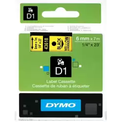 S0720790 DYMO CINTA DE TRANSFERENCIA TERMICA D1 43618. NEGRO SOBRE AMARILLO DE 6MMX7M. POLIESTER AUTOADHESIVA