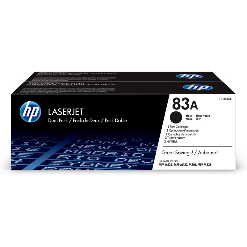 CF283AD HP LaserJet M125/M127/M201 Pack 2 Toner Negro 83AD