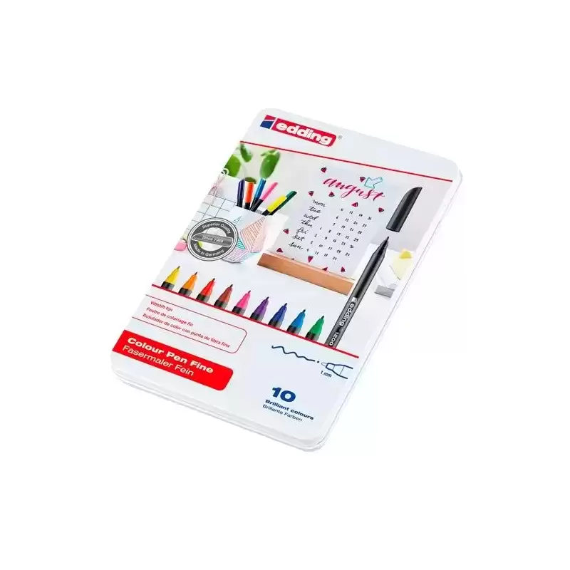 4-1200-10S EDDING ROTULADOR 1200 PUNTA FINA COLORES SURTIDOS ESTUCHE METÁLICO 10 UD