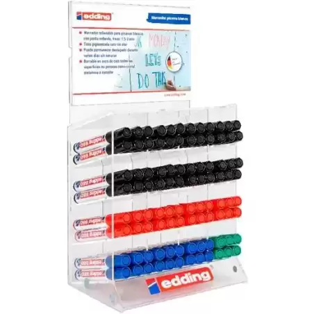 4-70660 EDDING MARCADOR PIZARRA BLANCA E-660 GAMA COLORES BÁSICOS SURTIDOS EXPOSITOR 96 UD