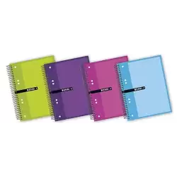 100430087 ENRI CUADERNO ESPIRAL MICROPERFORADO 140H A5+ 5X5M 6 TALADROS T/EXTRADURAS C/SURTIDOS