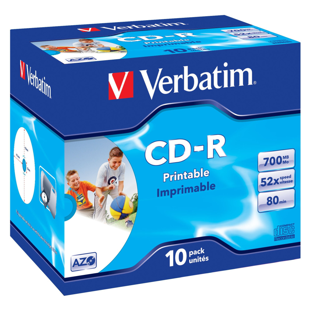 43325 VERBATIM CD-R 700Mb 52X Imprimible (Pack 10 unidades)