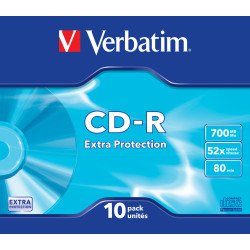 43415 VERBATIM CD-R 700Mb 52X Slim (Pack 10 unidades)