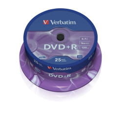 43500 VERBATIM DVD+R 4.7Gb 16x (Tarrina 25 ud)