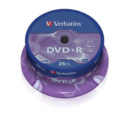 43500 VERBATIM DVD+R 4.7Gb 16x (Tarrina 25 ud)