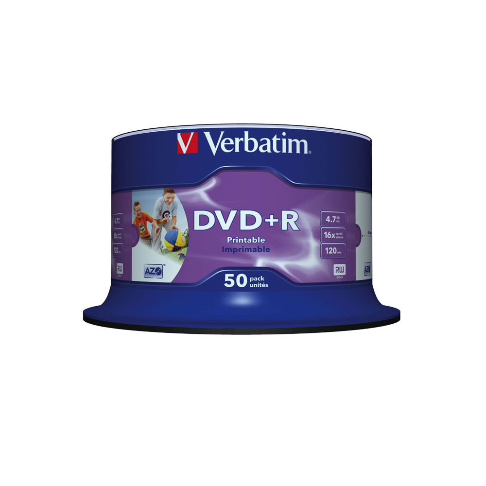 43512 VERBATIM DVD+R 4.7GB 16x Photo Imprimi (Tarrina 50)