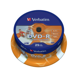 43538 VERBATIM DVD-R 4.7GB 16x Imprimibles brillo (Tarrina 25)