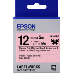 C53S654031 EPSON Cartucho de etiquetas de cinta satinada LK-4PBK negro/rosa de 12 mm (5 m)